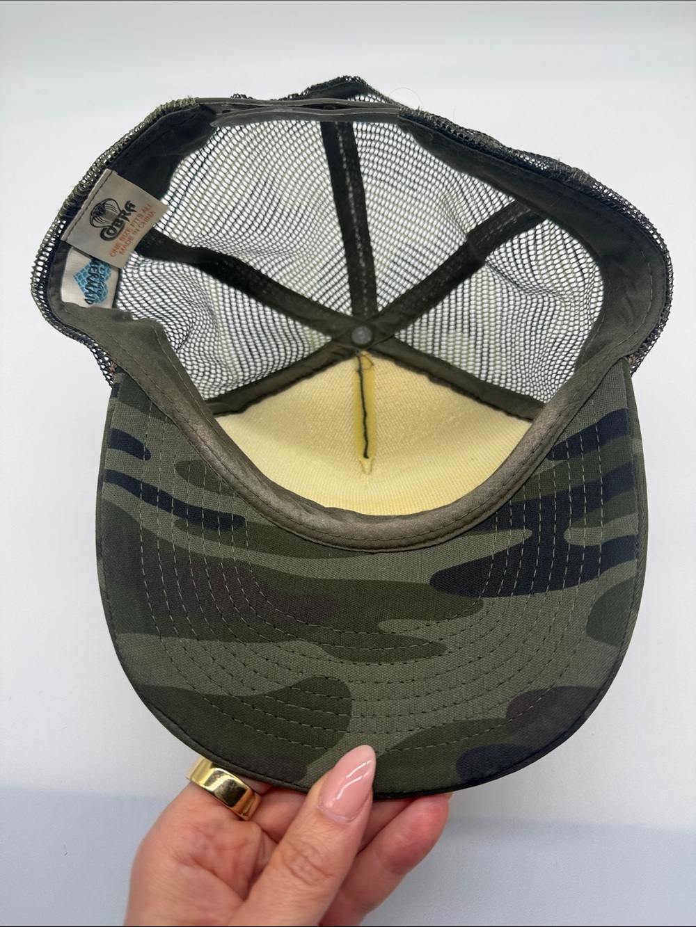 Camo Camouflage Green Gold Glitter Heart Football Trucker Adjustable Hat Cap - Picture 6 of 8